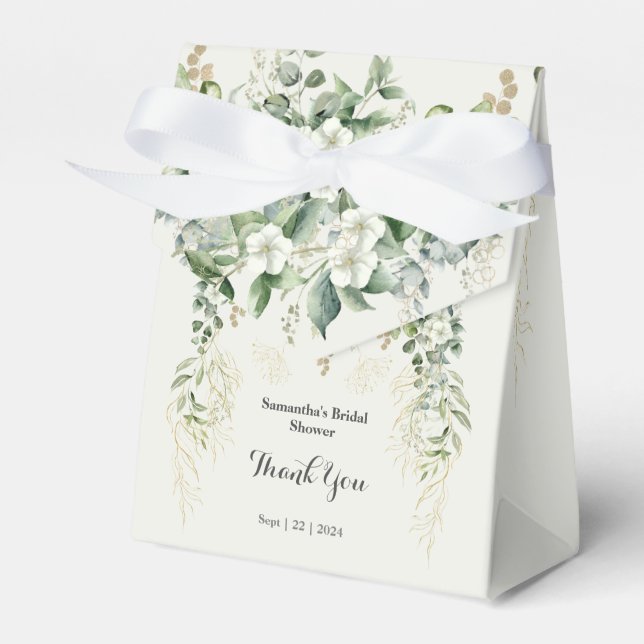 Golden Botanical Delight: Bridal Shower Favour Box (Front Side)