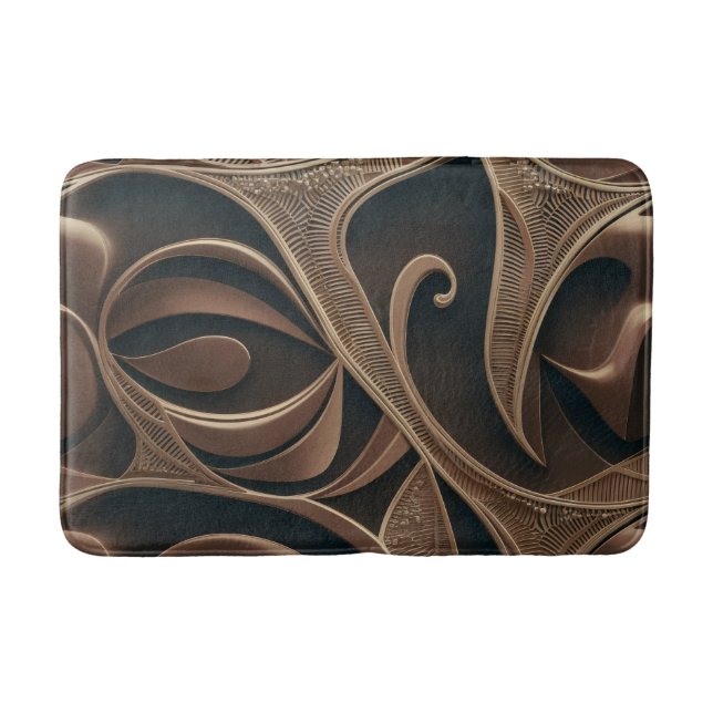 Golden Botanical Flow Elegant   Bath Mat (Front)
