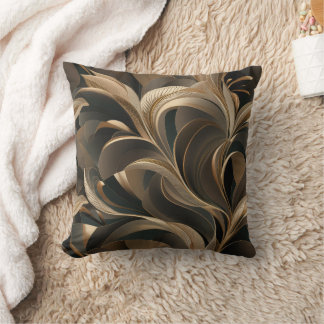 Golden Botanical Flow Elegant   Cushion
