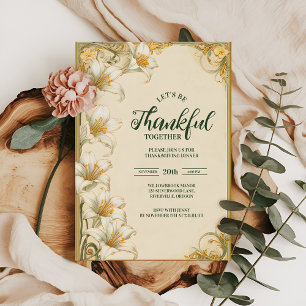 Golden Botanical Thanksgiving Celebration Invitation