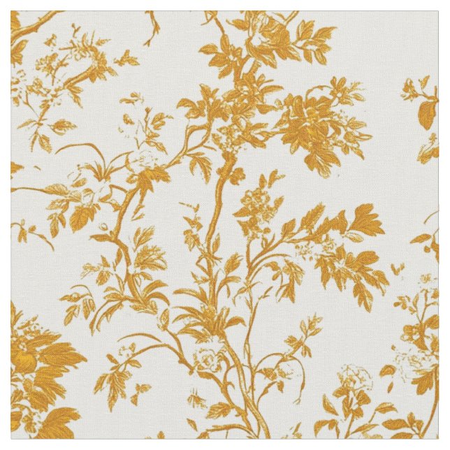 Golden Botanical Vines Fabric (Close Up)