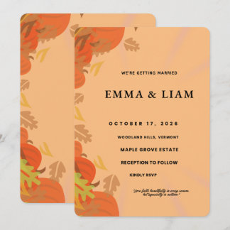Golden Botanical Wedding Card | October Wedding In