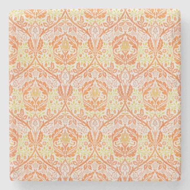 Golden Bough Pattern (by William Morris) Stone Coaster (Front)