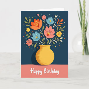 Golden Bouquet Birthday Card