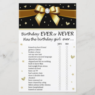 Golden bow Birthday Ever or Never Game