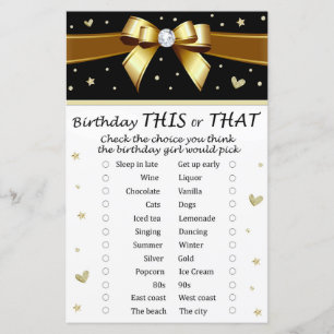 Golden bow Birthday This or That Game