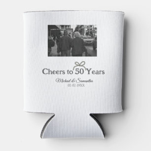 Golden bow cheers to 50 years anniversary wedding  can cooler