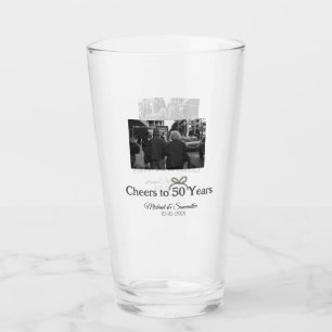 Golden bow cheers to 50 years anniversary wedding glass