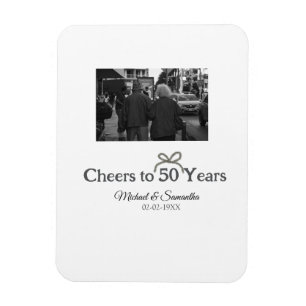 Golden bow cheers to 50 years anniversary wedding magnet