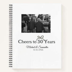 Golden bow cheers to 50 years anniversary wedding notebook