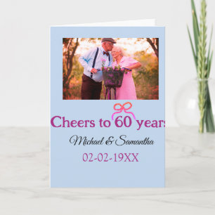 Golden bow cheers to 60 years anniversary wedding card