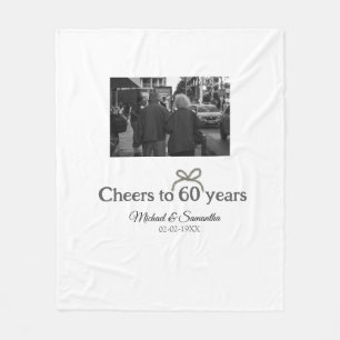Golden bow cheers to 60 years anniversary wedding fleece blanket