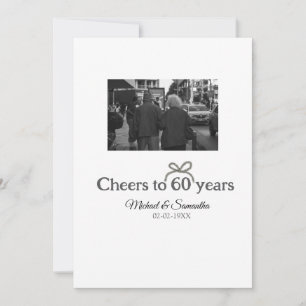 Golden bow cheers to 60 years anniversary wedding invitation