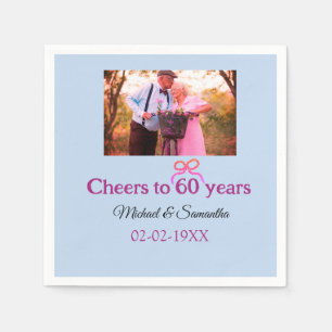 Golden bow cheers to 60 years anniversary wedding  napkin