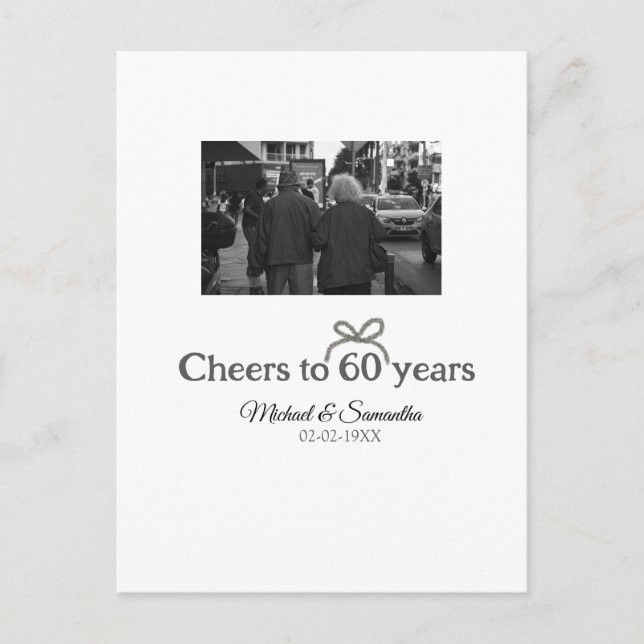 Golden bow cheers to 60 years anniversary wedding  postcard (Front)