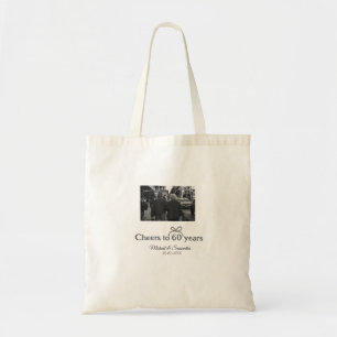 Golden bow cheers to 60 years anniversary wedding tote bag