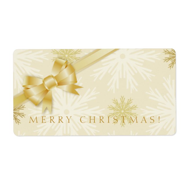 Golden Bow Christmas Snowflakes labels (Front)