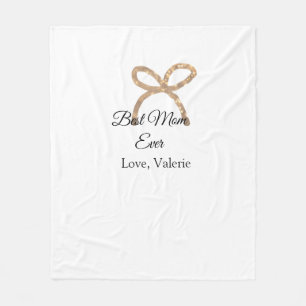 Golden bow glitter best mum ever add name mother fleece blanket