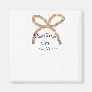 Golden bow glitter best mum ever add name mother magnet