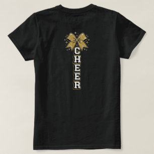 Golden Bow Vertical Cheer Design T-Shirt