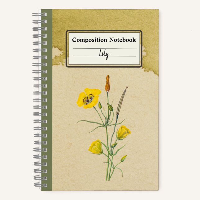 Golden Bowl Mariposa Flower Personalised Comp Notebook (Front)