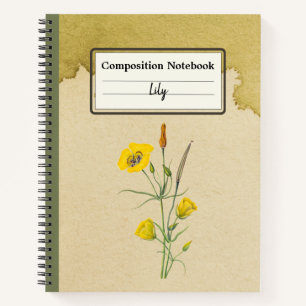 Golden Bowl Mariposa Flower Personalised Comp Notebook