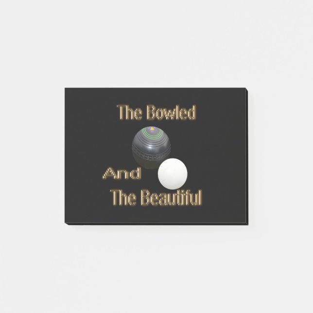 Golden Bowled Beautiful Lawn Bowls Design, Post-it Notes (Front)