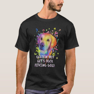 Golden Boy Gets Dock Diving Gold Golden Retriever  T-Shirt