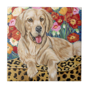Golden Boy Retriever Ceramic Tile