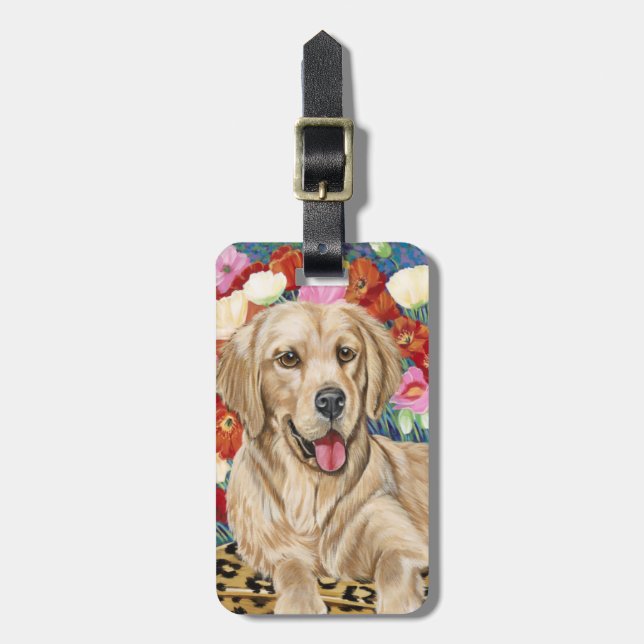 Golden Boy Retriever Luggage Tag (Front Vertical)