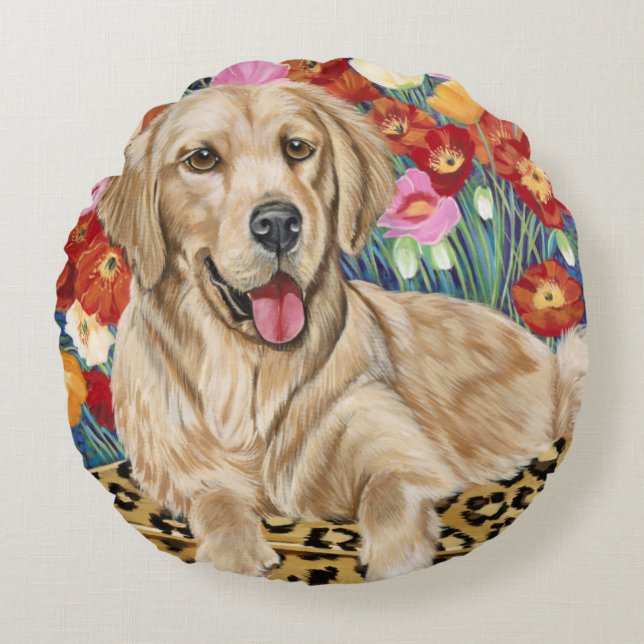 Golden Boy Retriever Round Cushion (Front)