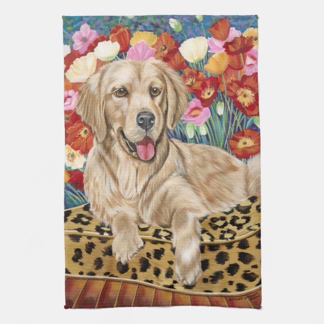 Golden Boy Retriever Tea Towel (Vertical)