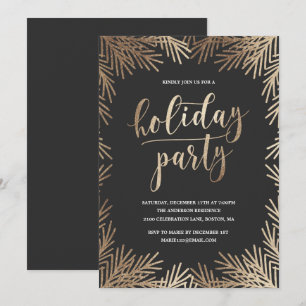 Golden Branches Holiday Party Invitation