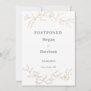 Golden Branches Wedding Postponed Announcement