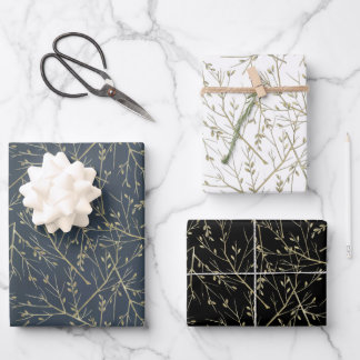 Golden branches wrapping paper sheet