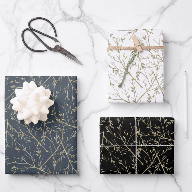 Golden branches wrapping paper sheet (Front)