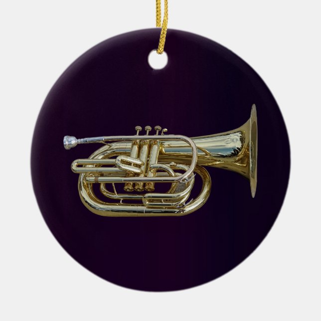 Golden Brass Euphonium Ceramic Ornament (Front)