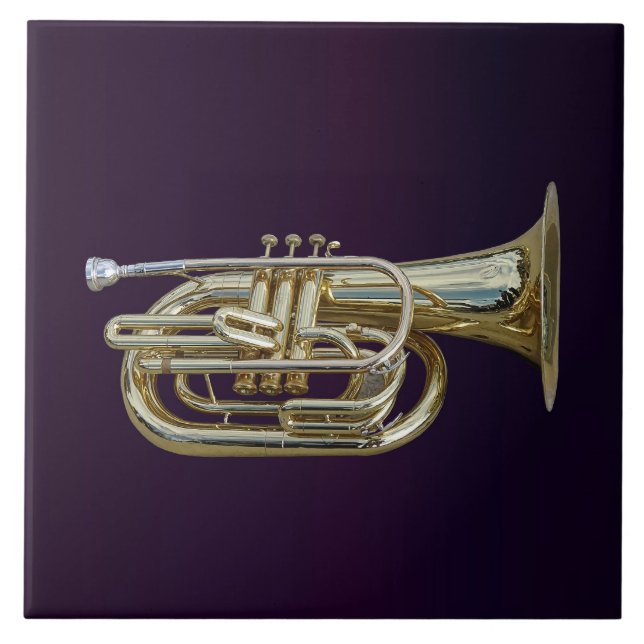 Golden Brass Euphonium Ceramic Tile (Front)
