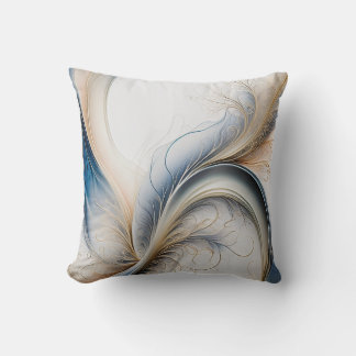 Golden Breeze Flow of Blue and Gold Abstract Art T Cushion