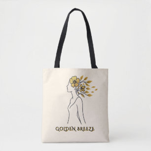 Golden Breeze – Flowing Minimalist Silhouette Tote Bag