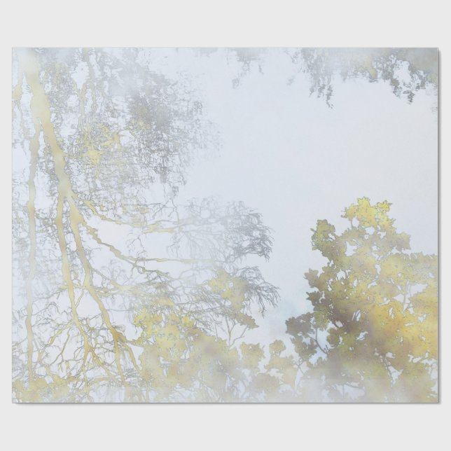 Golden Broadleaf Glow Wrapping Paper (Flat)