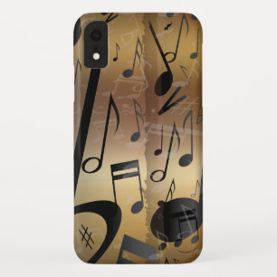 Golden Bronze and Black Music Notes iPhone XR Case