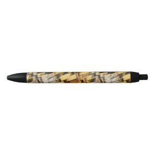 Golden bronze background black ink pen
