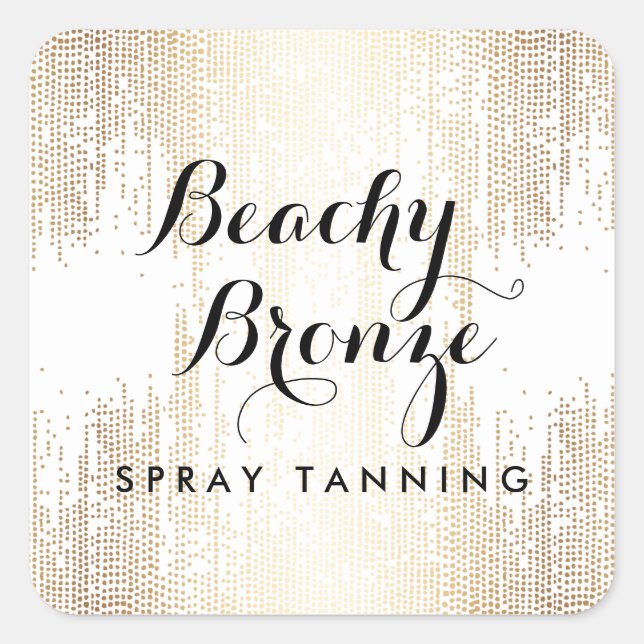 Golden Bronze Confetti Dots Square Sticker (Front)