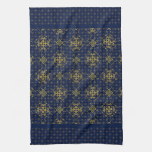 Golden Bronze Diamond Burst Pattern Tea Towel