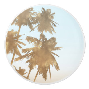 Golden Bronze Palms Beach Ombre Palm Trees Chic Ceramic Knob