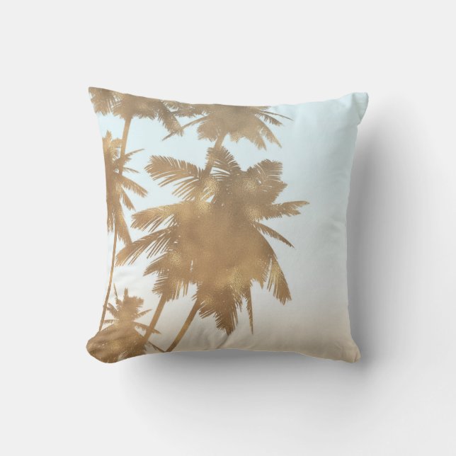 Golden Bronze Palms Beach Ombre Palm Trees Chic Cushion (Front)