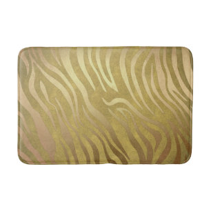 Golden Bronze Zebra Print Jungle Safari Glam Bath Mat