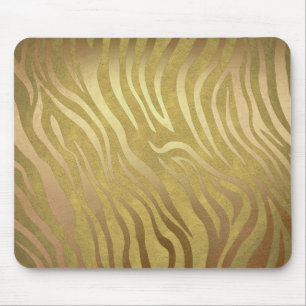 Golden Bronze Zebra Print Jungle Safari Glam Mouse Pad