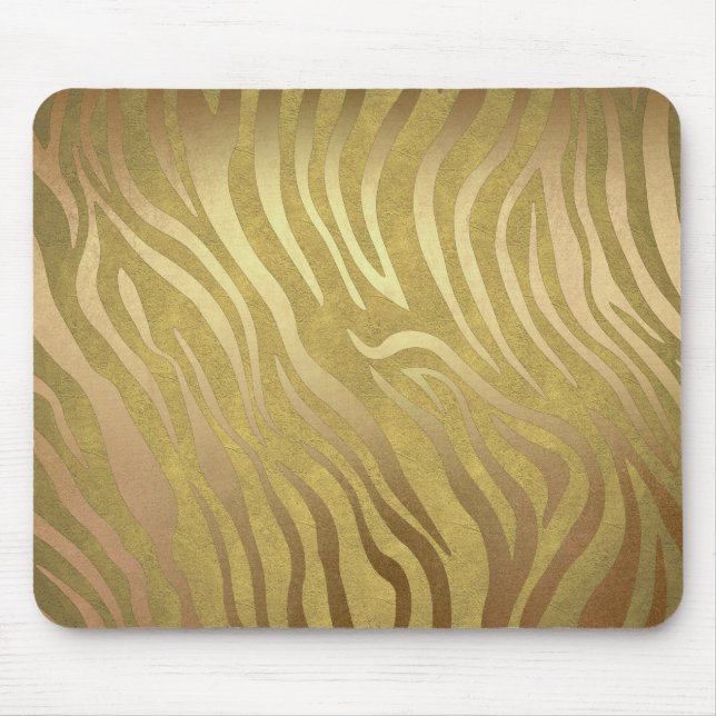 Golden Bronze Zebra Print Jungle Safari Glam Mouse Pad (Front)